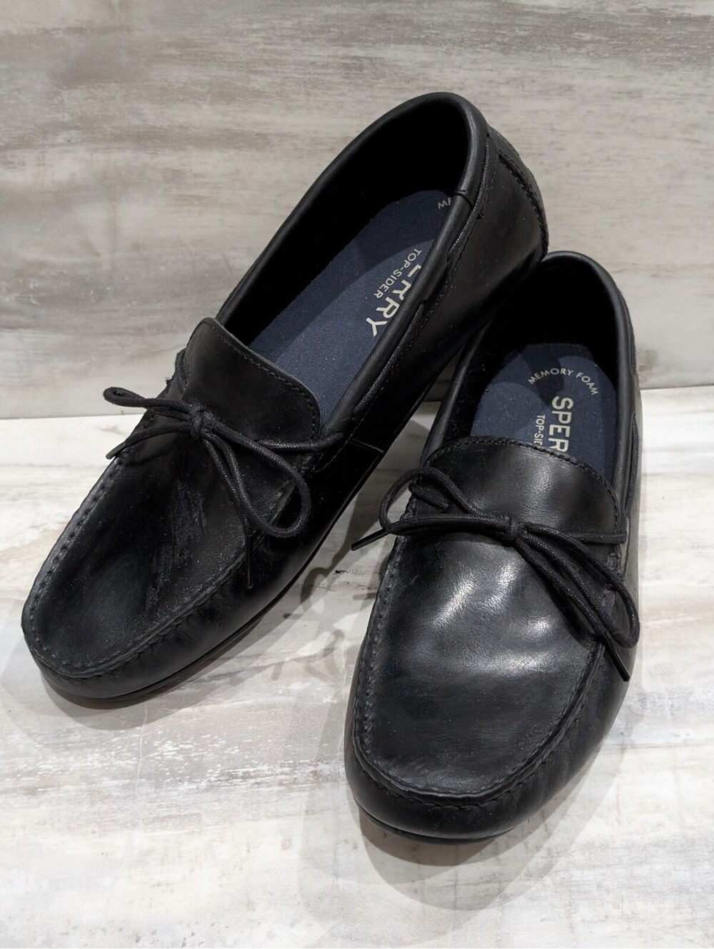 Sperry Black Leather Slip-On Boat Shoes Loafers Size 10